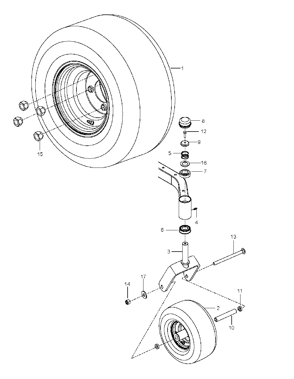 Wheels And Tires Diagram and Parts List for RZ46IBF 967277604-00, 2014-03 Husqvarna Lawn Tractor