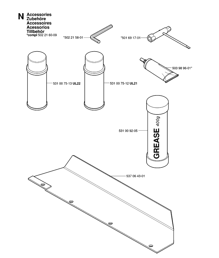 Accessories Diagram and Parts List for 326HS99 (X-SERIES)(20030100001-Current) Husqvarna Hedge Trimmer