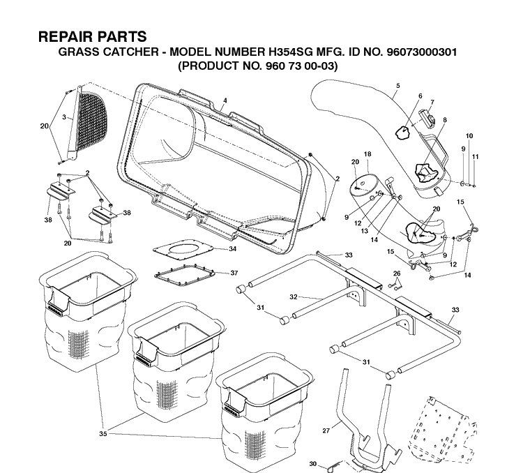 Attachments Diagram and Parts List for 960730003 2008-04 Husqvarna Lawn Tractor Accessories