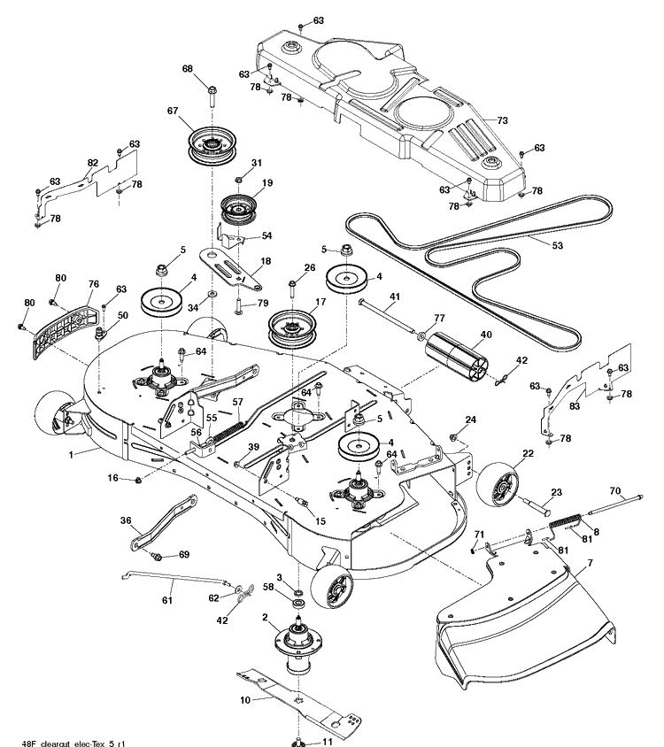 Mower Deck / Cutting Deck Diagram and Parts List for TS348XD (96041040400)(2018-06) Husqvarna Lawn Tractor