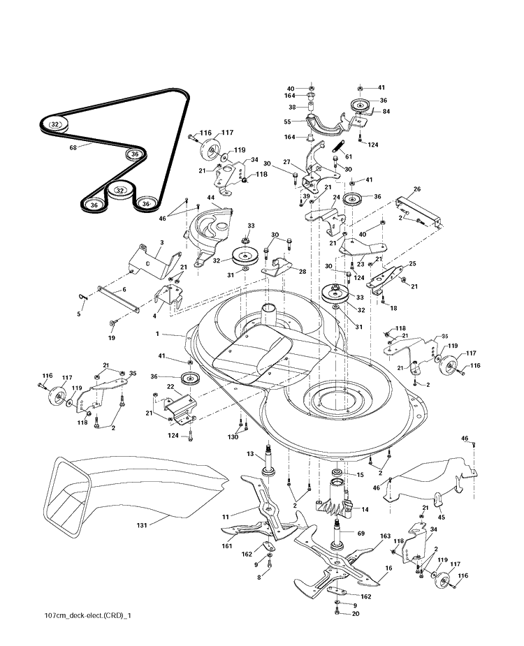 Mower Deck / Cutting Deck Diagram and Parts List for CTH150 (96061018202)(2007-09) Husqvarna Lawn Tractor