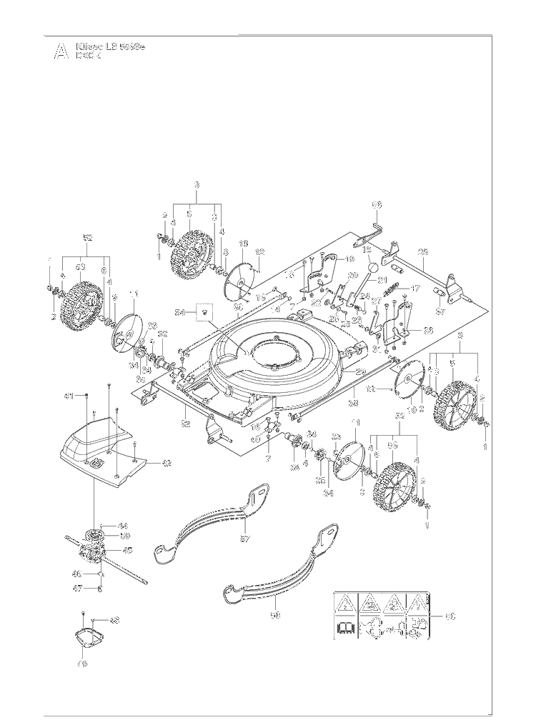 Mower Deck / Cutting Deck Diagram and Parts List for KLIPPOLB553SE  Husqvarna Lawn Mower