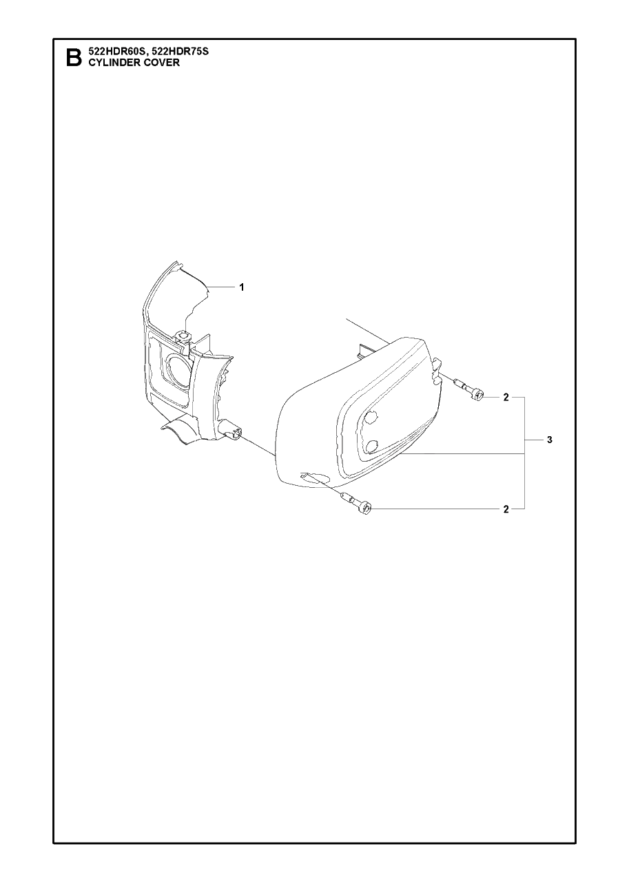 Cylinder Cover Diagram and Parts List for 522HDR 60-75 S Husqvarna Hedge Trimmer
