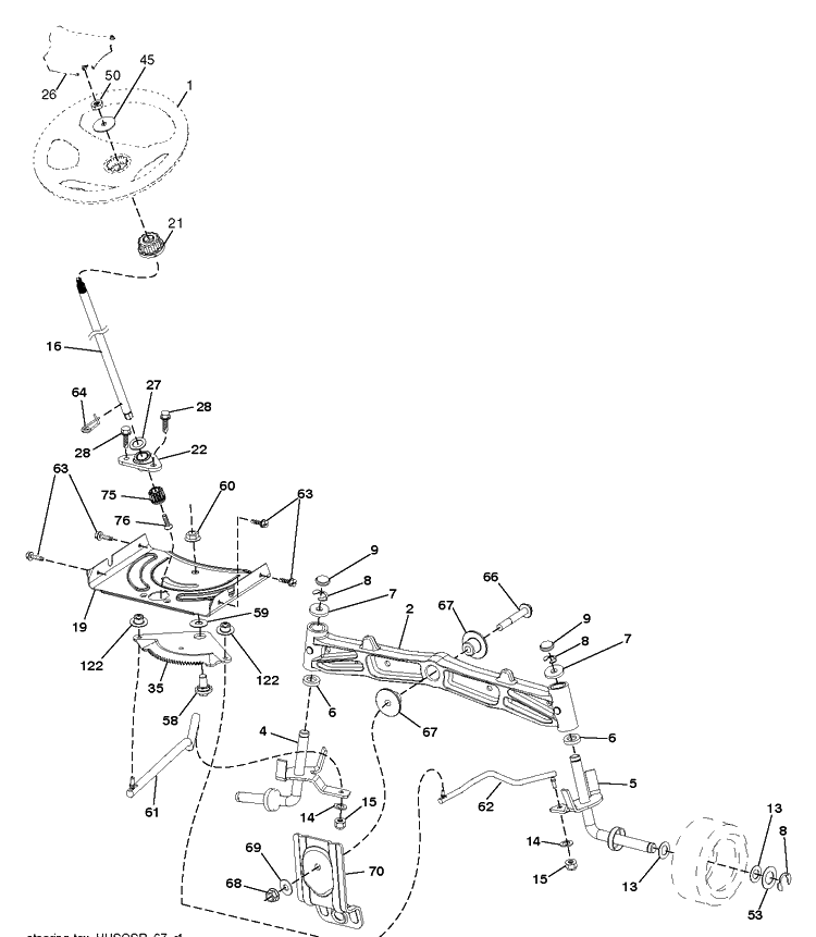 Steering Diagram and Parts List for TC342T (96051014801)(2017-09) Husqvarna Lawn Tractor