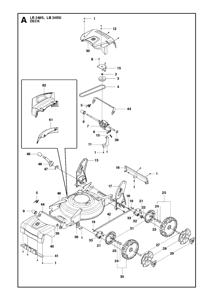 Mower Deck / Cutting Deck Diagram and Parts List for LB348SI (967656501)(2019-01) Husqvarna Lawn Mower
