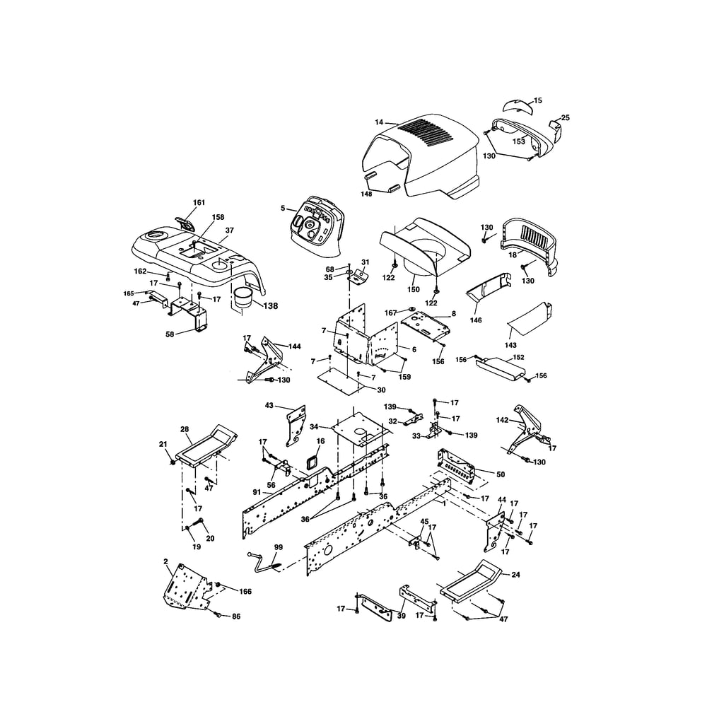 Chassis And Enclosures Diagram and Parts List for 917279040  Husqvarna Lawn Tractor