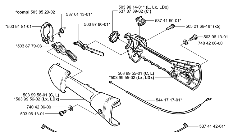 Throttle Diagram and Parts List for 323L 2006-04 Husqvarna Trimmer