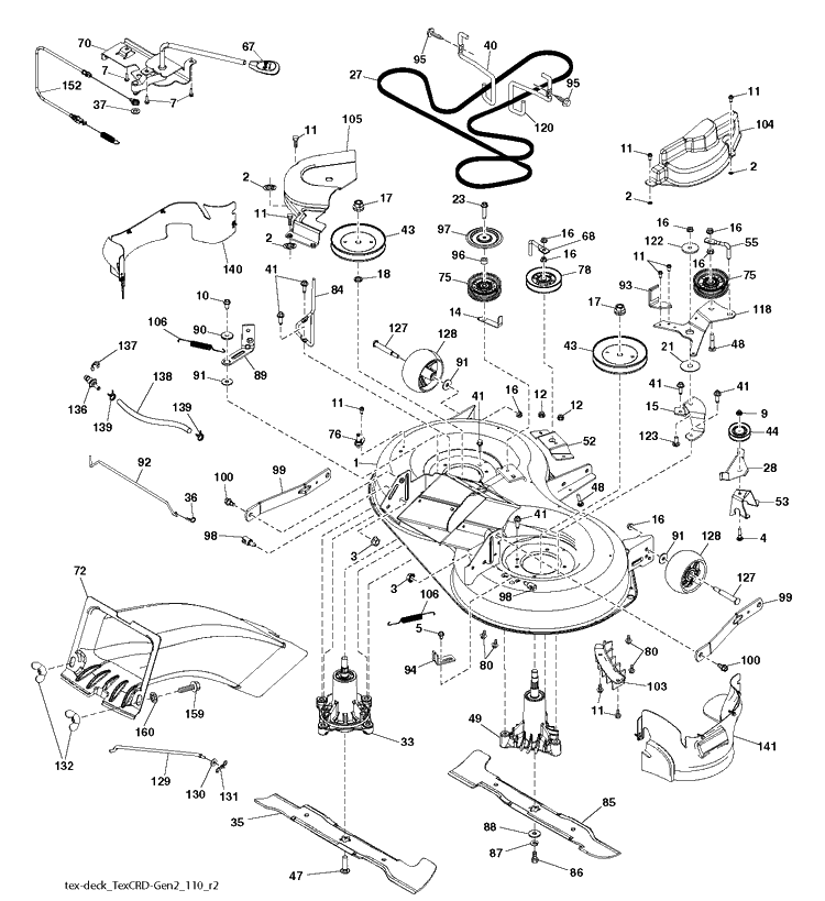 Mower Deck / Cutting Deck Diagram and Parts List for TC138M (96051017800)(2018-07) Husqvarna Lawn Tractor