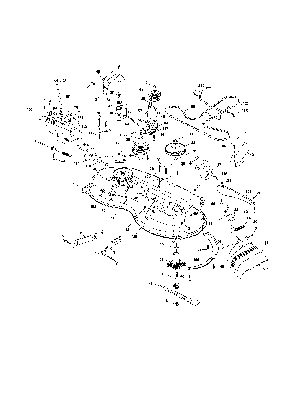 Mower deck Diagram and Parts List for YTH20K46-96043003300  Husqvarna Lawn Tractor