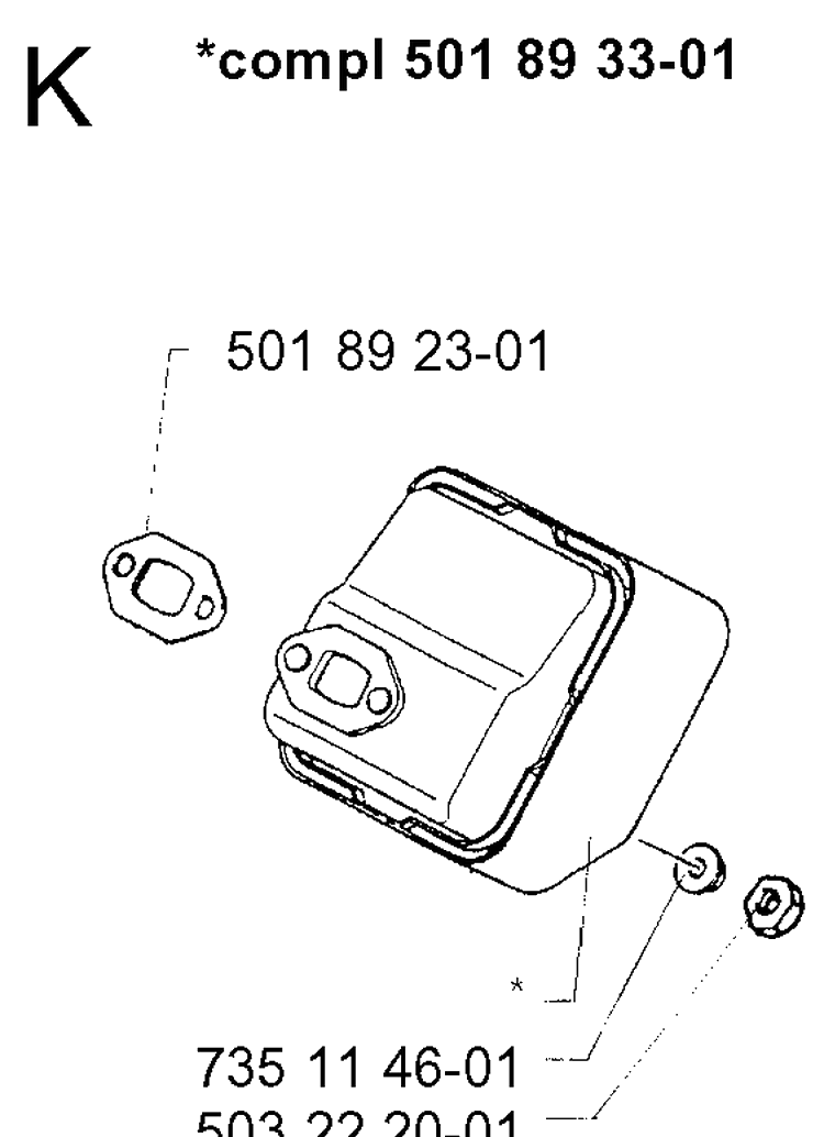 Muffler Diagram and Parts List for 16H 1990-02 Husqvarna Hedge Trimmer