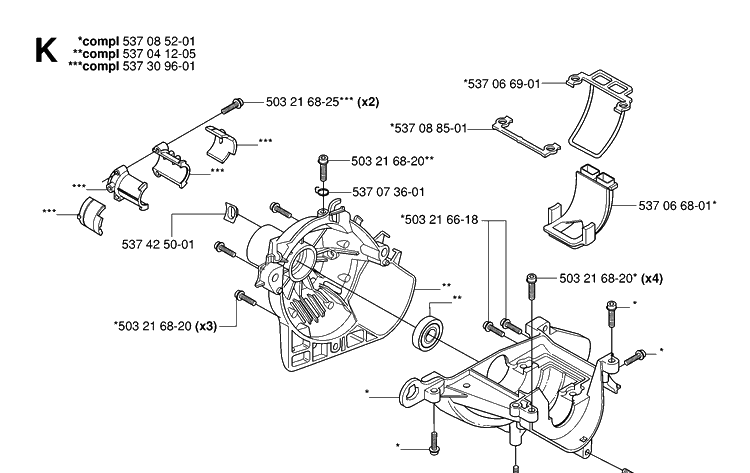 Clutch Cover Diagram and Parts List for 326P 20062800001-20081199999 Husqvarna Pole Saw