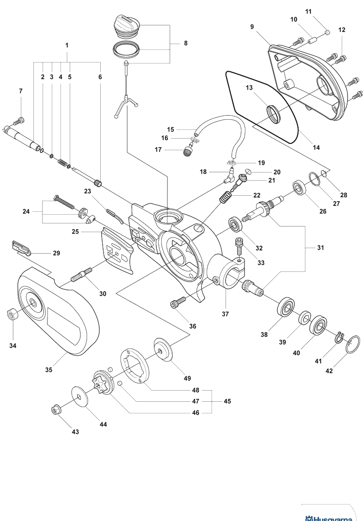Gearbod Diagram and Parts List for 327P4 2008-03 Husqvarna Pole Saw