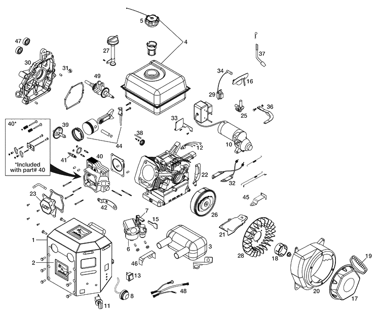 Engine Diagram and Parts List for 924SB (96193004500)(2009-06) Husqvarna Snow Blower