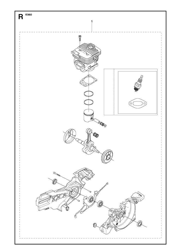 Short Block Diagram and Parts List for K960 2008-12 Husqvarna Lawn Tractor Accessories