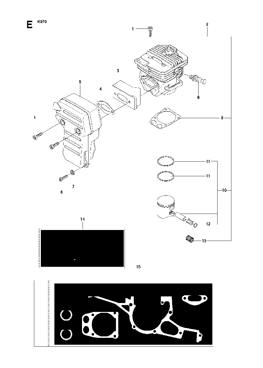 Muffler Diagram and Parts List for K970 (575697201 & Above)(2010-05) Husqvarna Circular Saw