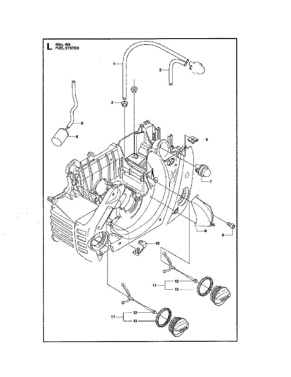 Fuel system Diagram and Parts List for 965030298  Husqvarna Chainsaw