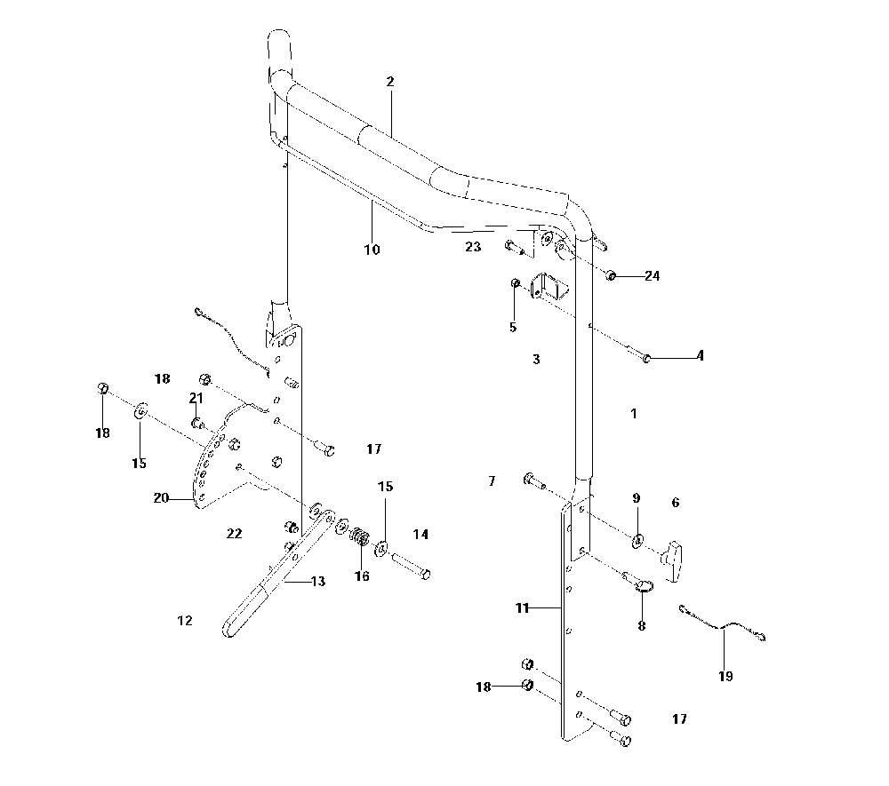Handle Diagram and Parts List for DT22HNRCE (966068601)(2008-02) Husqvarna Dethatcher