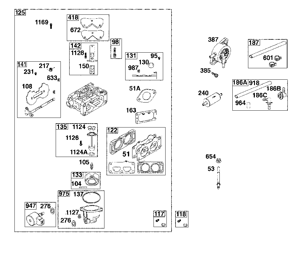 Carburetor/fuel supply Diagram and Parts List for 967277501-01  Husqvarna Lawn Mower