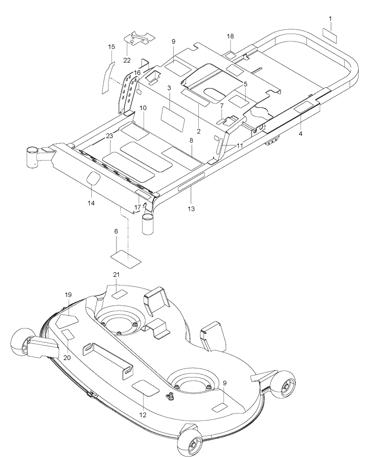 Decals Diagram and Parts List for RZ4621BF (96658230101)(2012-03) Husqvarna Lawn Mower