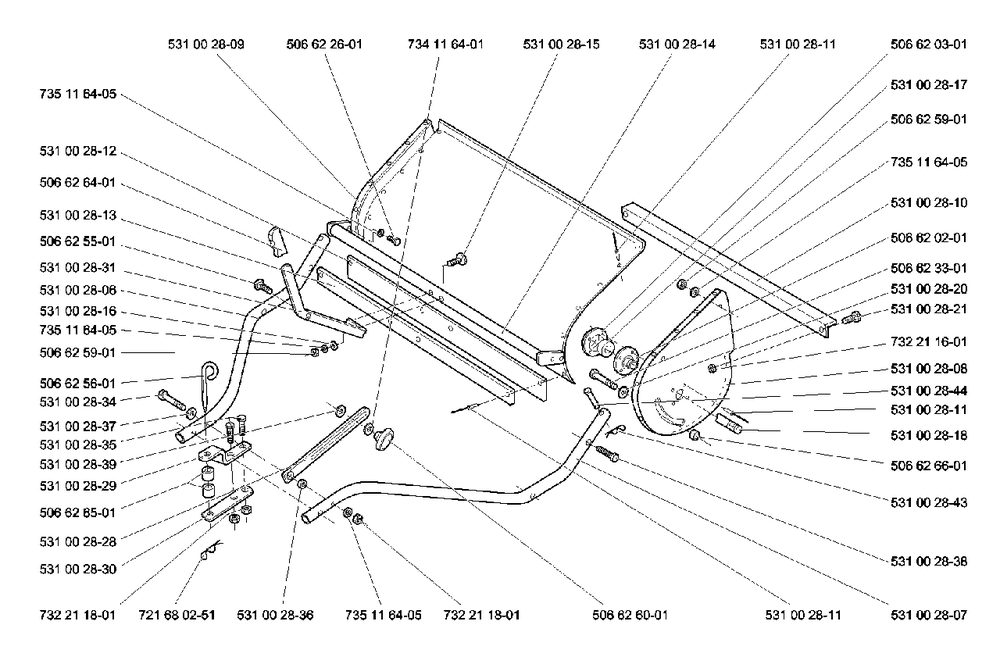 Handle Diagram and Parts List for HS1100 1997-04 Husqvarna Lawn Tractor Accessories