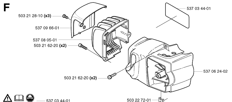 Cover Diagram and Parts List for 323HD60 20022200001-20062300000 Husqvarna Hedge Trimmer