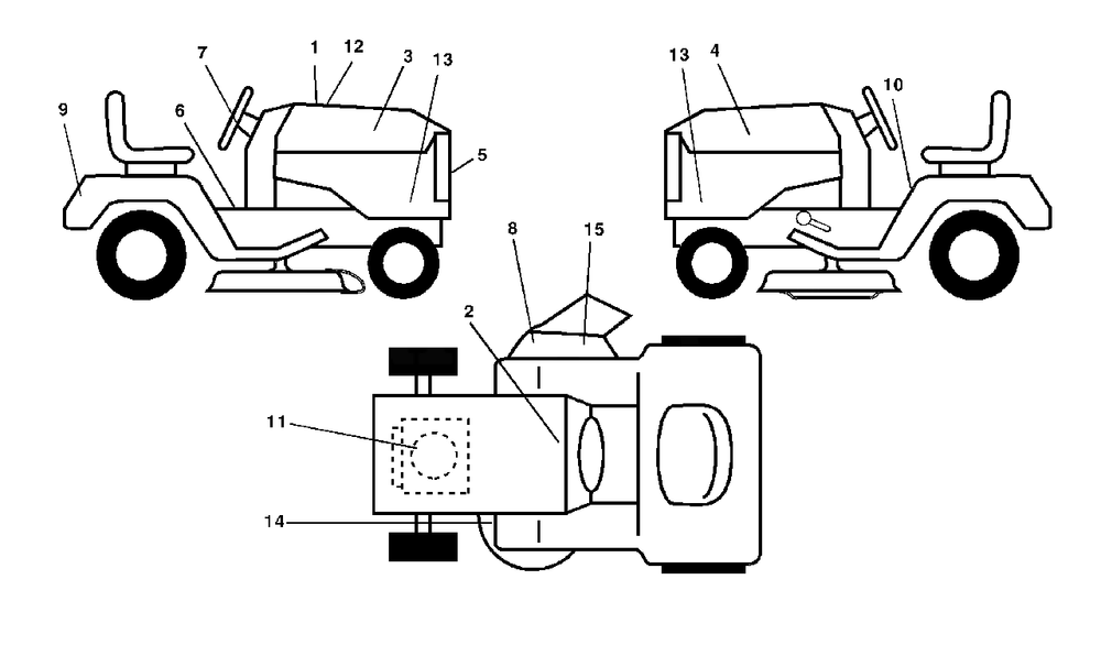 Decals Diagram and Parts List for YTH1542XP (954567253-F)(2002-02) Husqvarna Lawn Tractor
