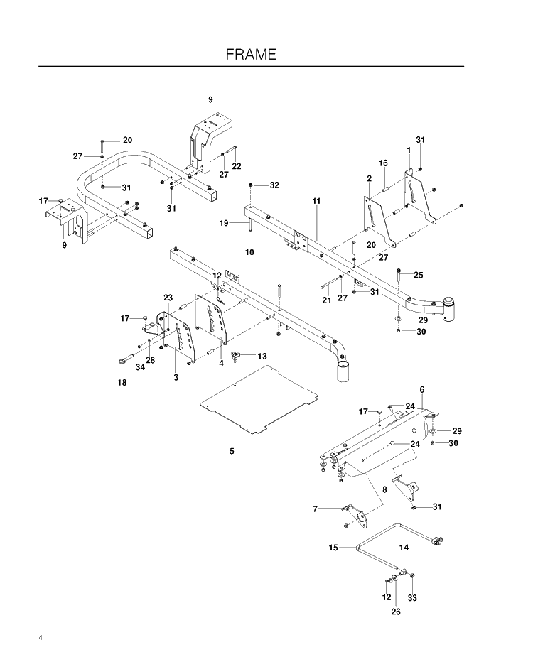 Frame Diagram and Parts List for RZ4623 (967009801)(2012-01) Husqvarna Lawn Mower