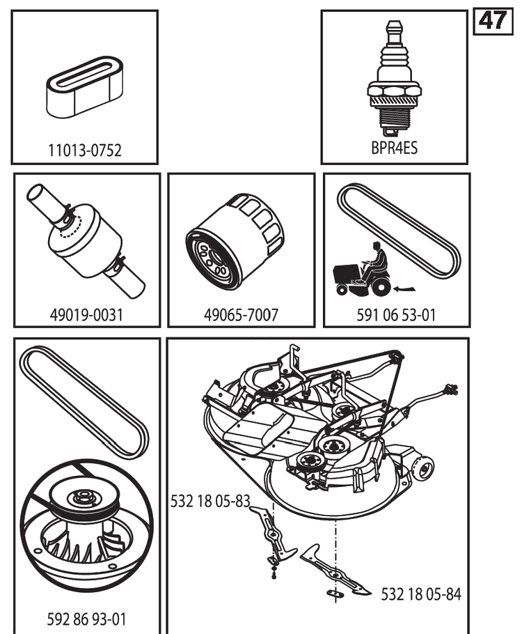 Frequently Used Parts Diagram and Parts List for TC342 (96051018600)(2018-09) Husqvarna Lawn Tractor