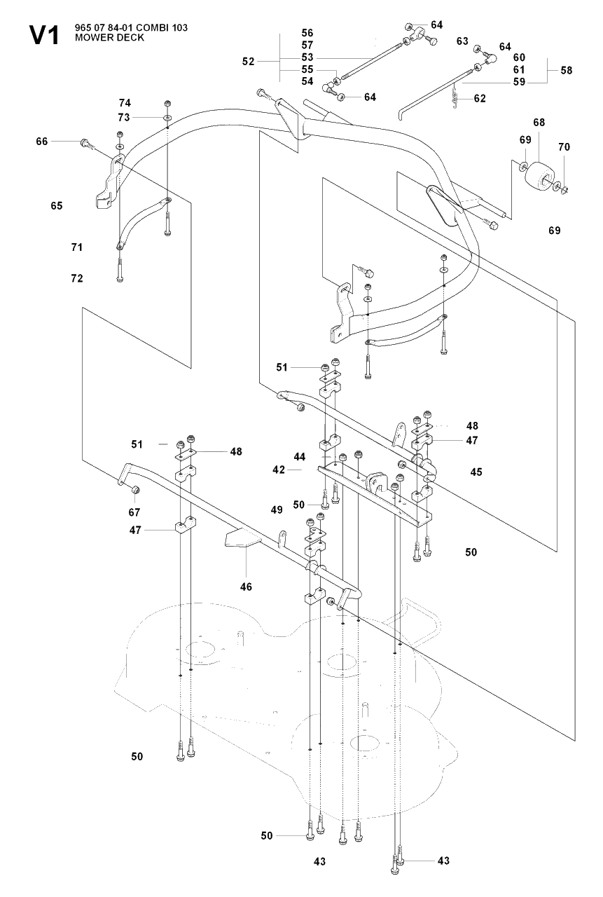 Protection Frame Diagram and Parts List for R155 (965178601)(2007-03) Husqvarna Lawn Tractor
