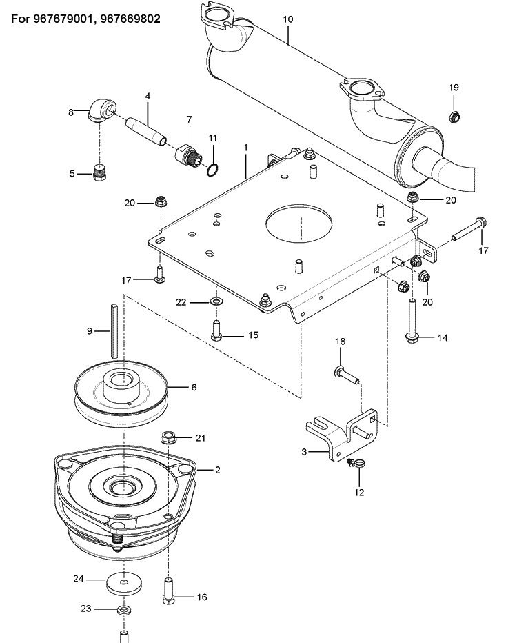 Engine Mounting, Guards And Muffler Diagram and Parts List for Z572X  Husqvarna Lawn Mower