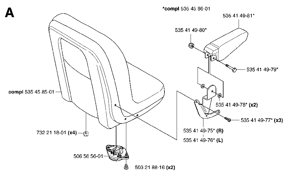 Seat Diagram and Parts List for RIDERPRO15 (953535001)(2004-01) Husqvarna Lawn Tractor