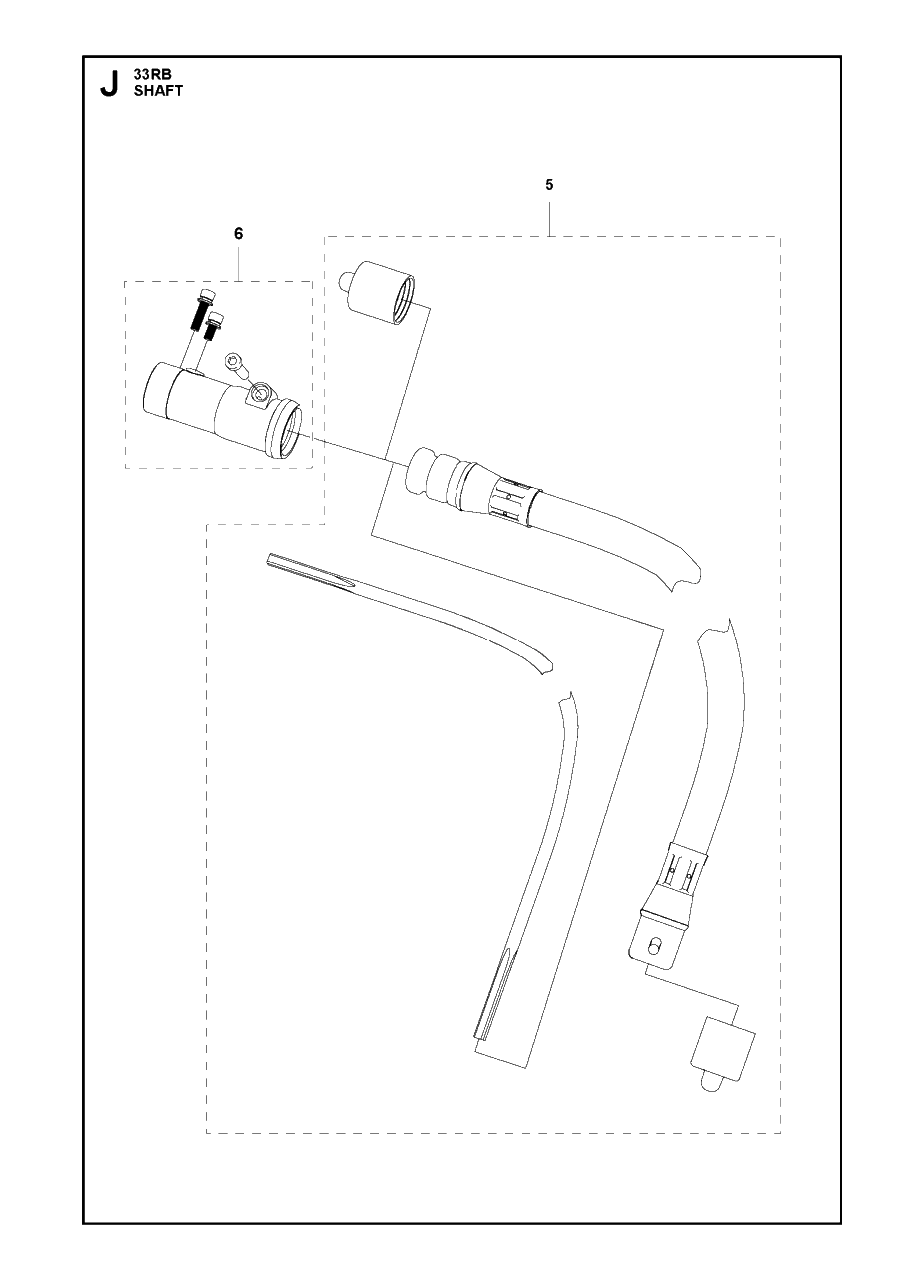 Shaft Diagram and Parts List for 131RB 20181300001 & Above Husqvarna Brush Cutter