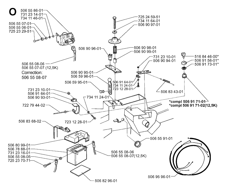 Electrical Diagram and Parts List for RIDER970 1998-03 Husqvarna Lawn Mower