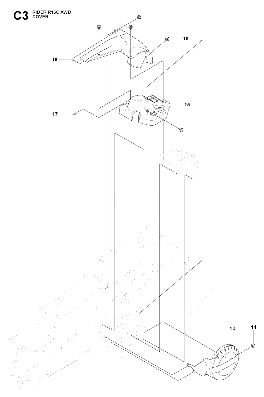 Cover 2 Diagram and Parts List for R16CAWD (966830301)(2009-04) Husqvarna Lawn Tractor