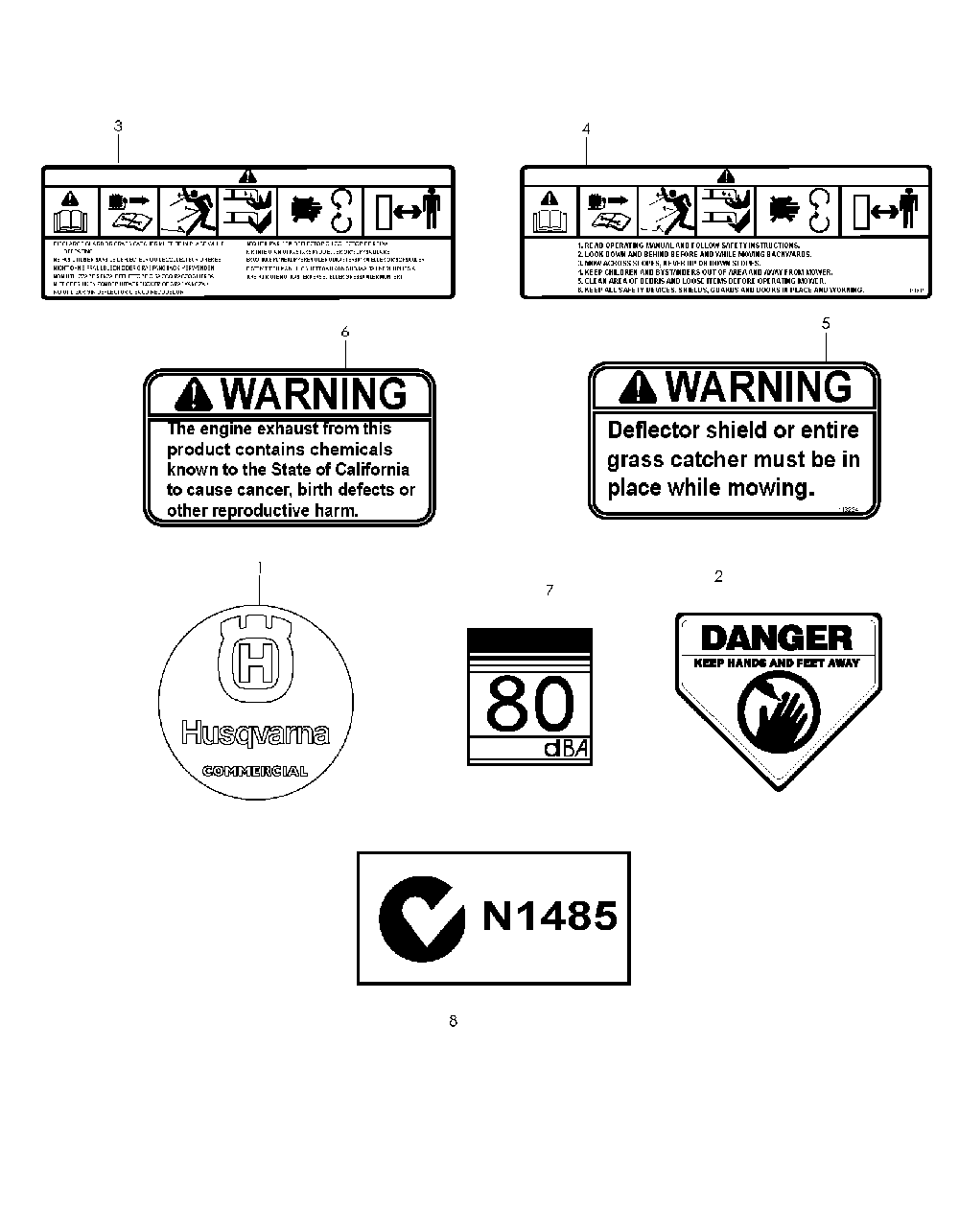 Decals Diagram and Parts List for W21SBKC968999640 2007-03 Husqvarna Lawn Mower