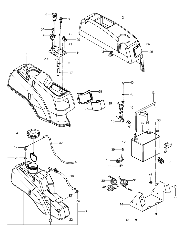 Ignition System Diagram and Parts List for EZ4824TFBF (96665950201)(2012-06) Husqvarna Lawn Mower