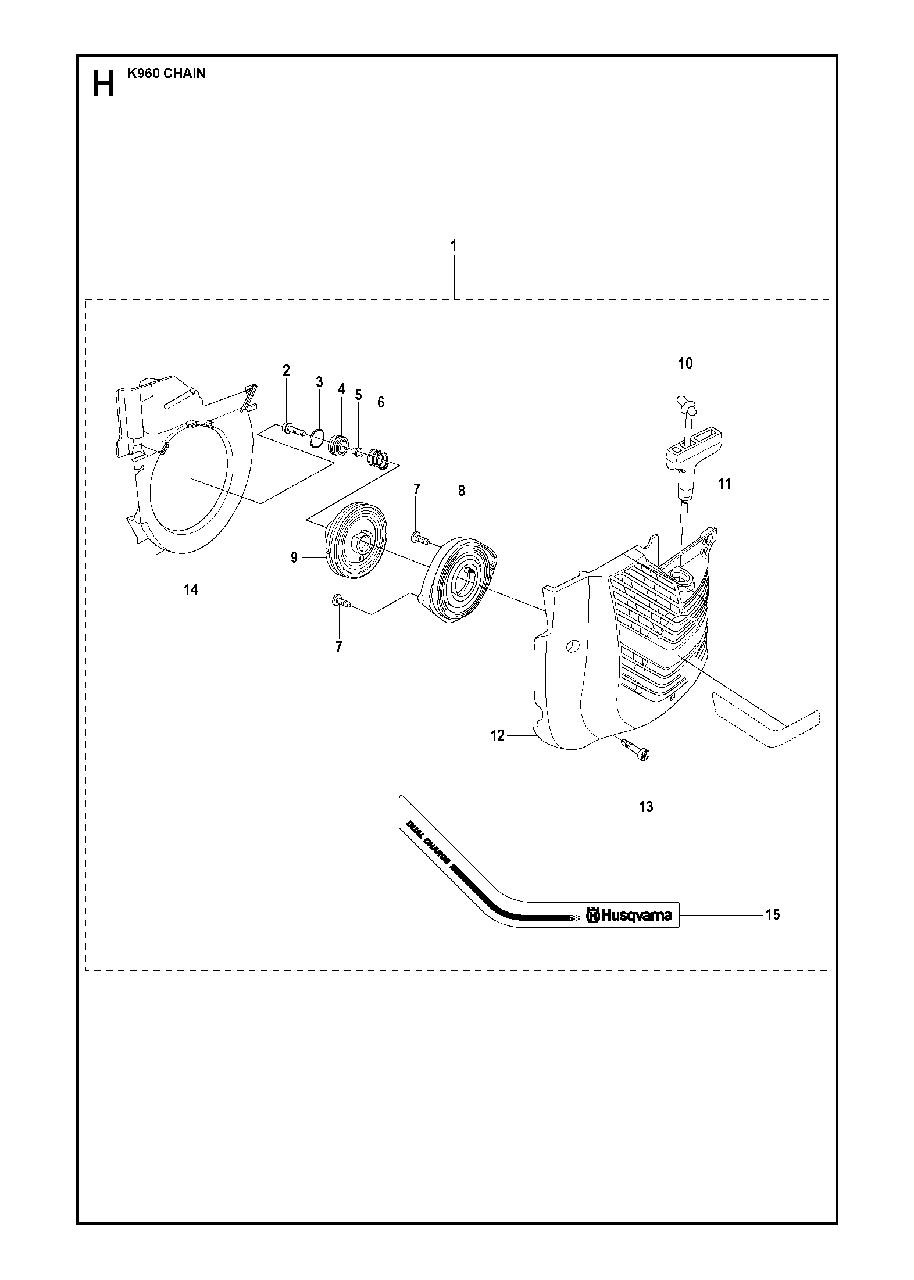 Starter Diagram and Parts List for K960CHAIN 2008-03 Husqvarna Circular Saw