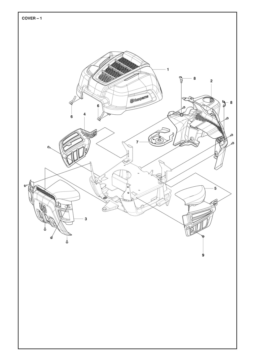 Cover Diagram and Parts List for R112C 2021 Husqvarna Lawn Tractor