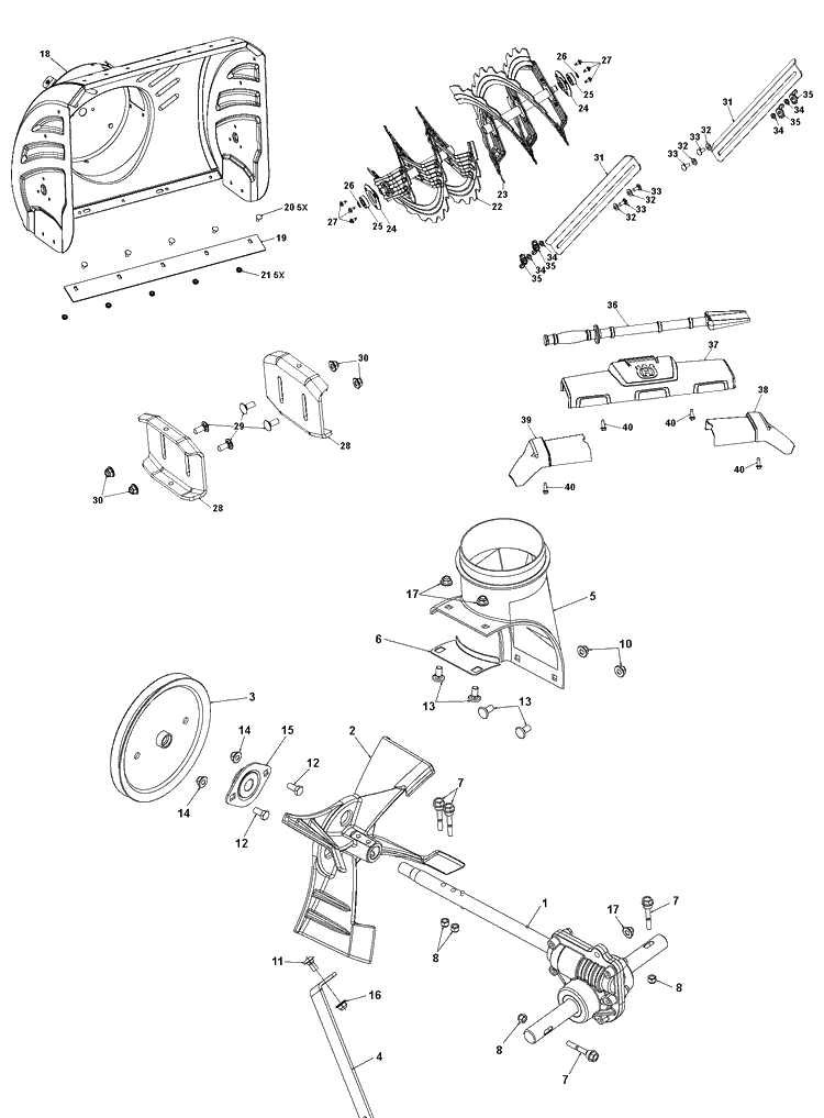 Auger Housing And Impeller 2 Diagram and Parts List for ST327P  Husqvarna Snow Blower