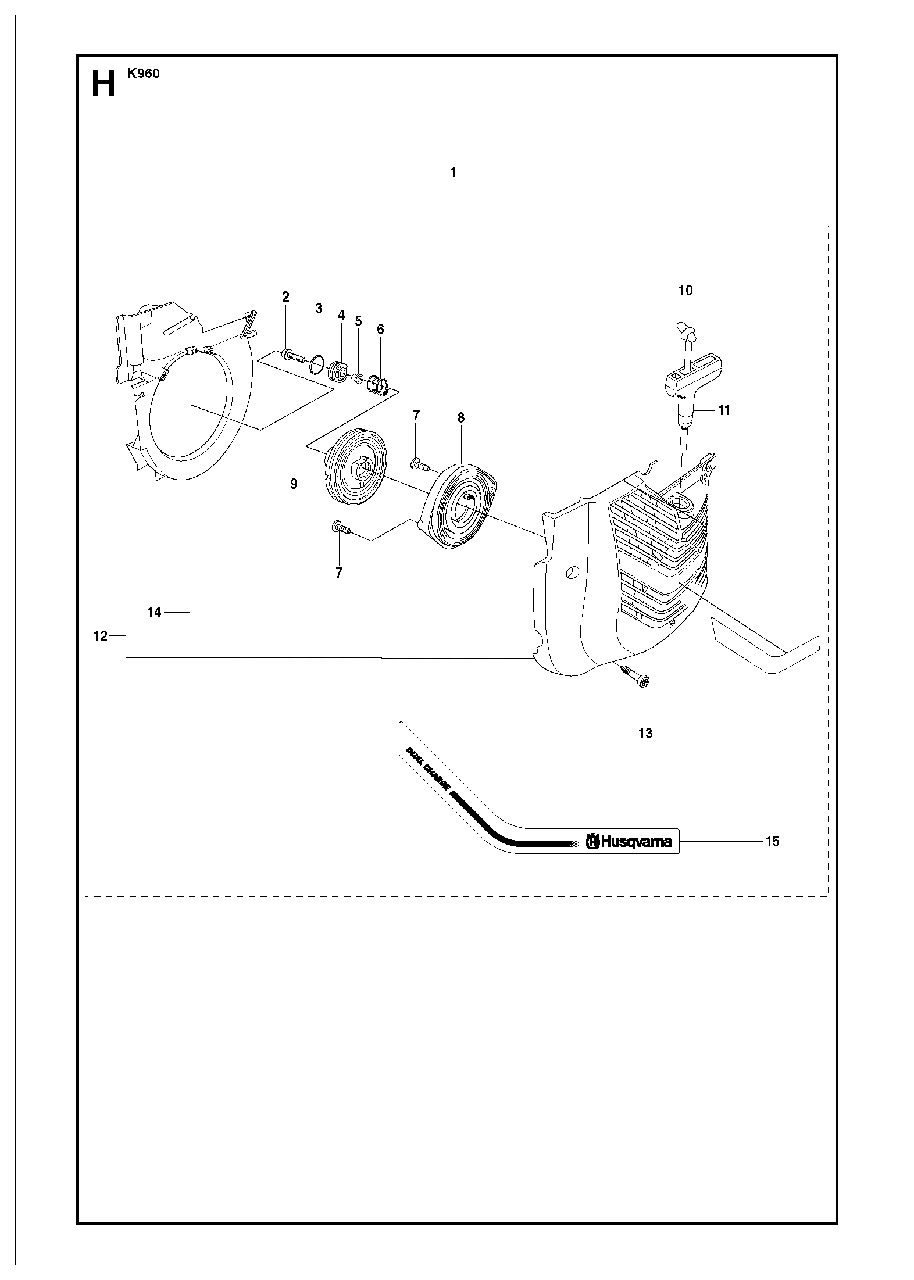 Starter Diagram and Parts List for K960 2007-07 Husqvarna Circular Saw