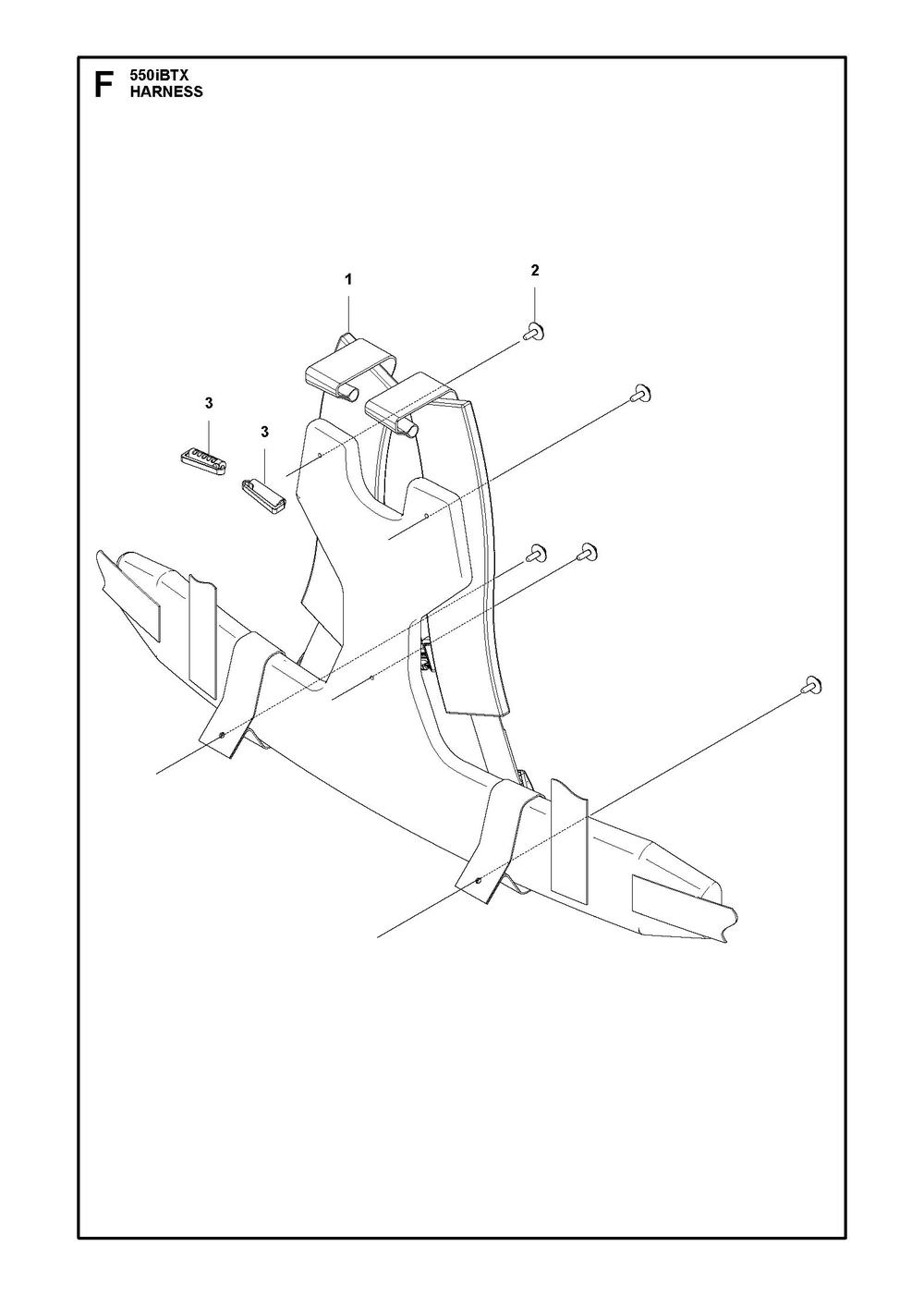 Harness Diagram and Parts List for 550IBTXBT  Husqvarna Leaf Blower / Vacuum