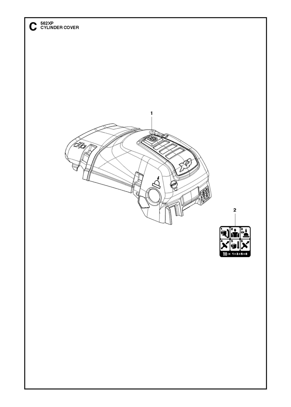 Cylinder Cover Diagram and Parts List for 562XP-562XPG 562 XP W - 562 XP GW Husqvarna Chainsaw