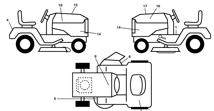Decals Diagram and Parts List for LGT2554 (96045001502)(2010-02) Husqvarna Lawn Mower