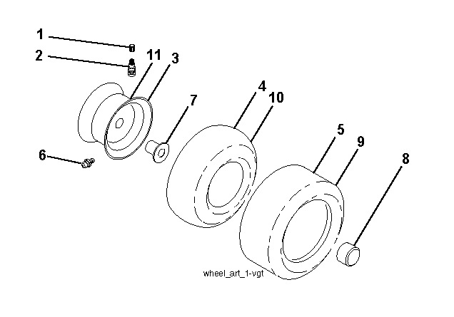 Wheels And Tires Diagram and Parts List for YTH200TWIN (96041006302)(2009-10) Husqvarna Lawn Tractor