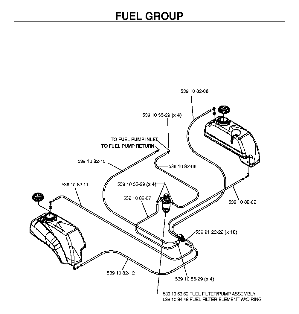 Fuel Tank Diagram and Parts List for BZ34C (968999316)(2006-04) Husqvarna Lawn Tractor