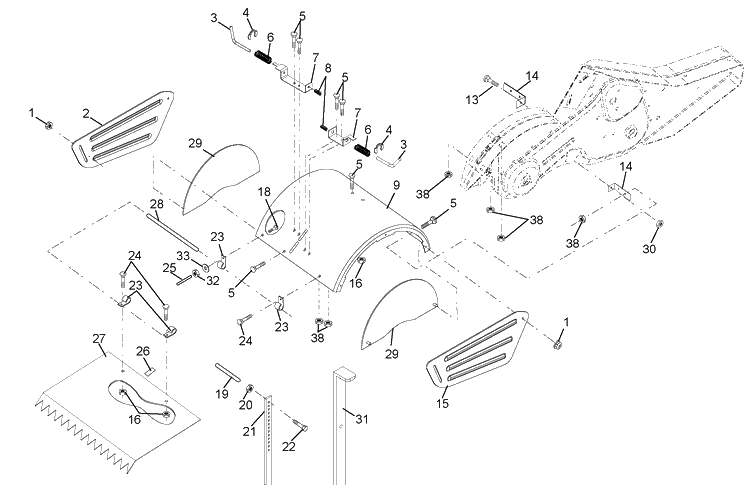 Tine Shield Diagram and Parts List for 900DRT (96093001100)(2009-10) Husqvarna Tiller