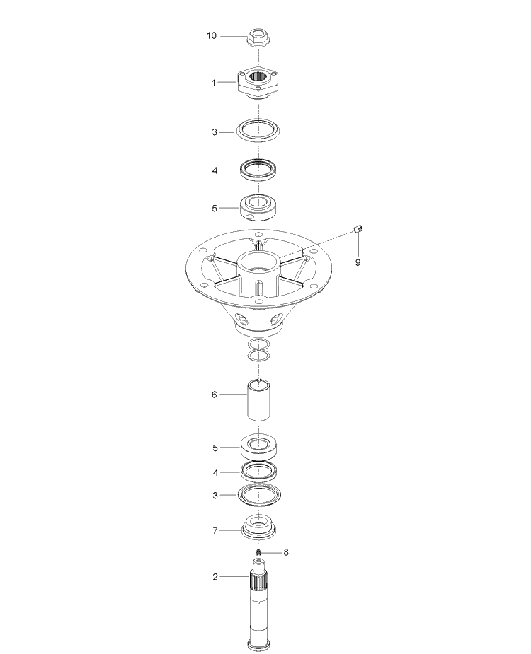 Blade Shaft Diagram and Parts List for V554  Husqvarna Lawn Mower