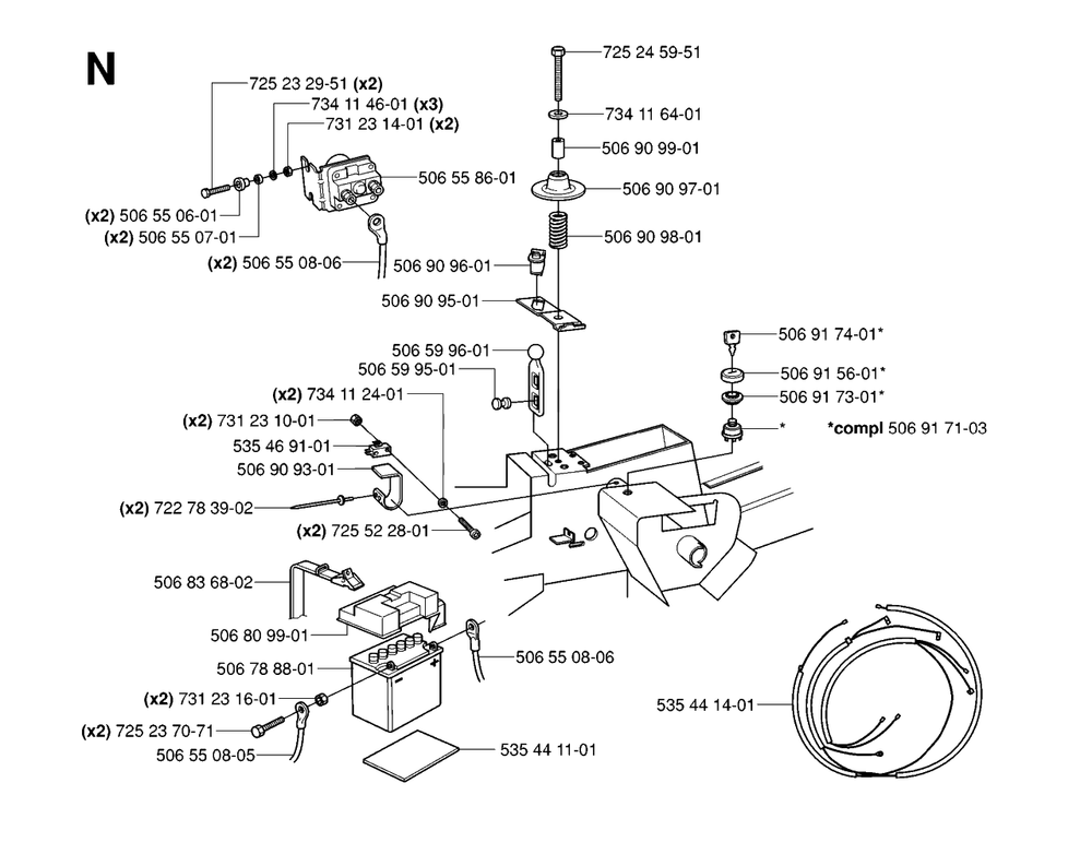 Electrical Diagram and Parts List for R15C (965070501)(2006-01) Husqvarna Lawn Tractor