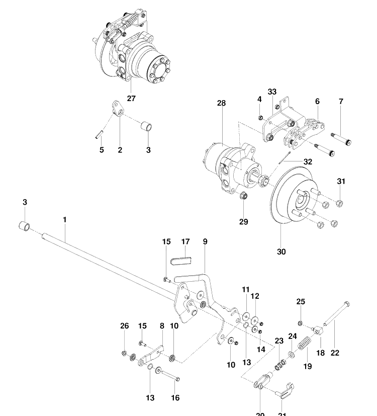 Parking Brake Diagram and Parts List for PZ6029FX (966061201)(2010-01) Husqvarna Lawn Mower