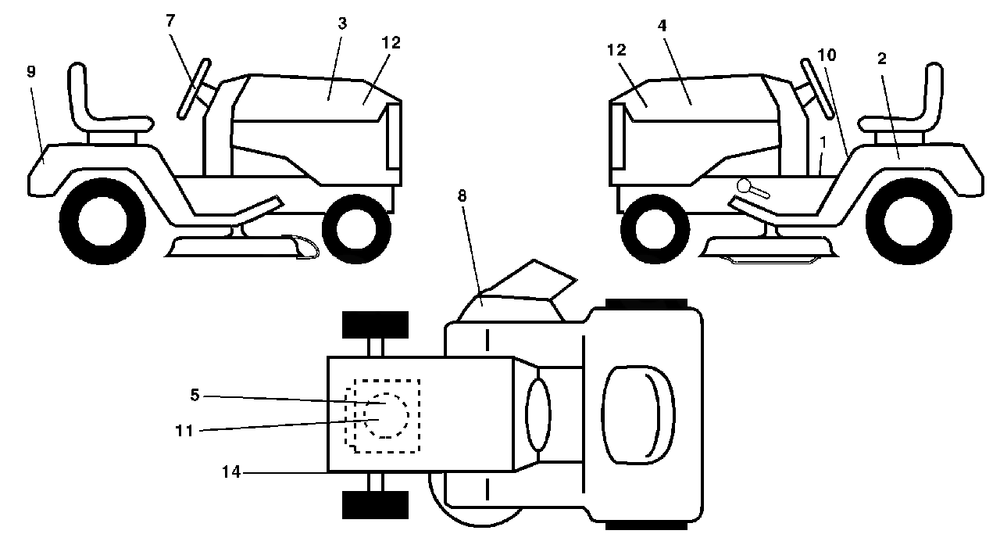 Decals Diagram and Parts List for YTH1542 (954567048-C)(2001-04) Husqvarna Lawn Tractor
